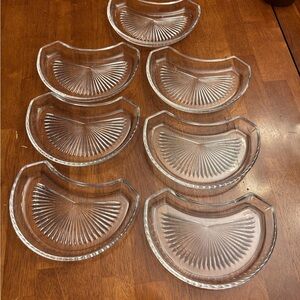 Set of Clear Glass Crescent Plates